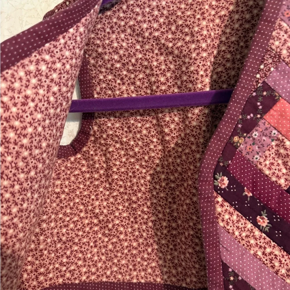 Vintage Quilted Patchwork Kids Reversible Vest in Plum and Coral, Perfectly Cute